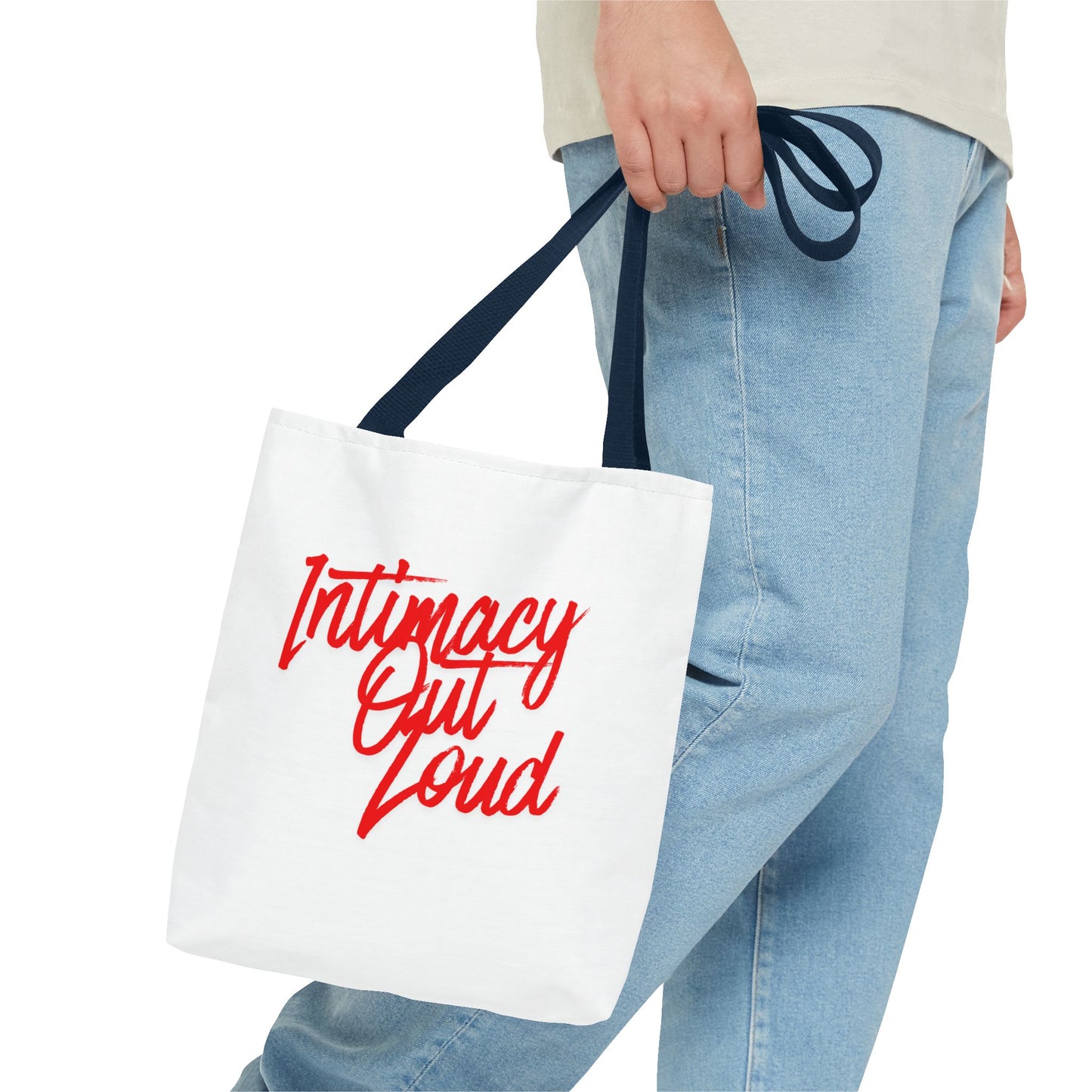 Intimacy Out Loud Tote Bag | Script Typography, Red Handwritten Design