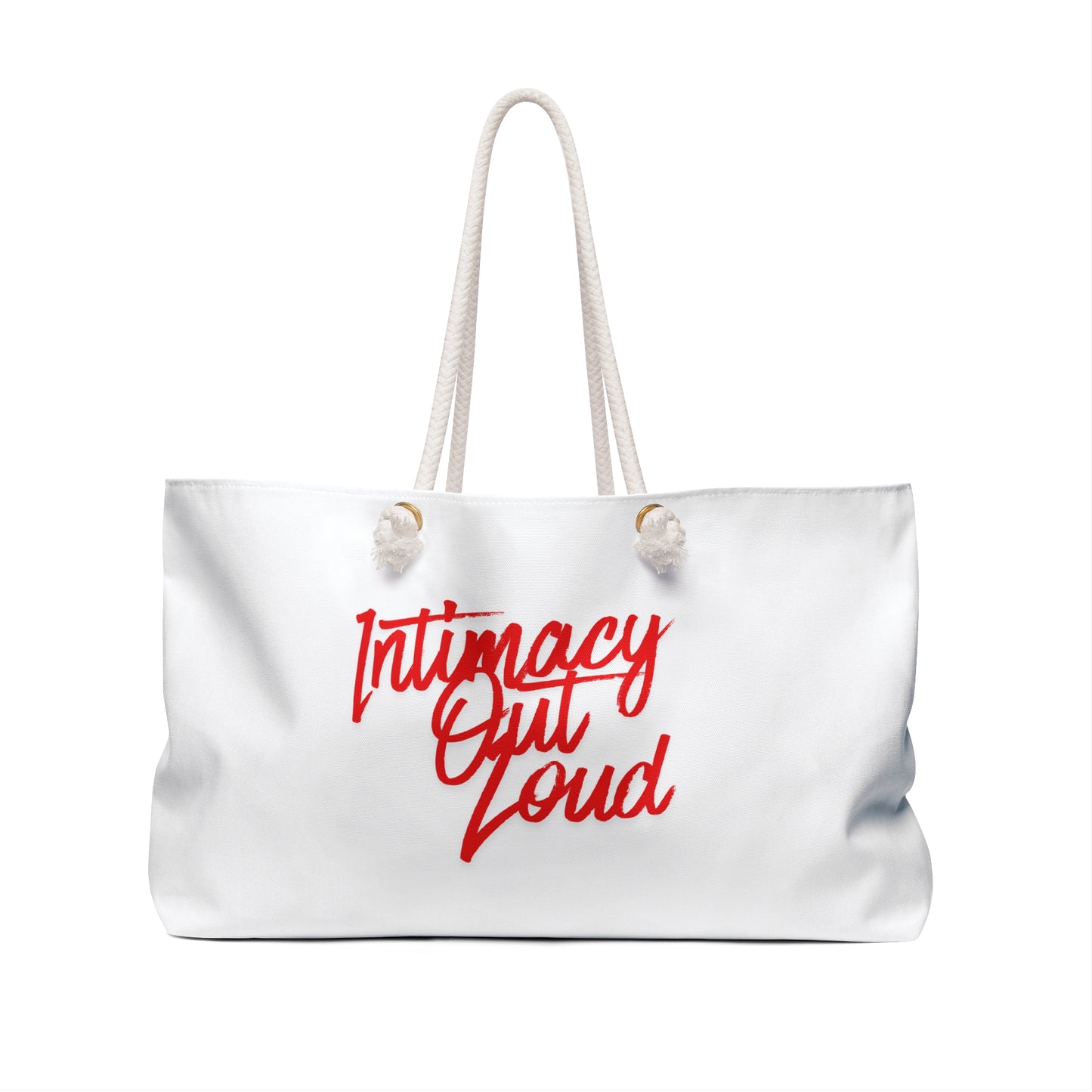 Intimacy Out Loud Weekender Bag | Script Red Typography | Travel Tote