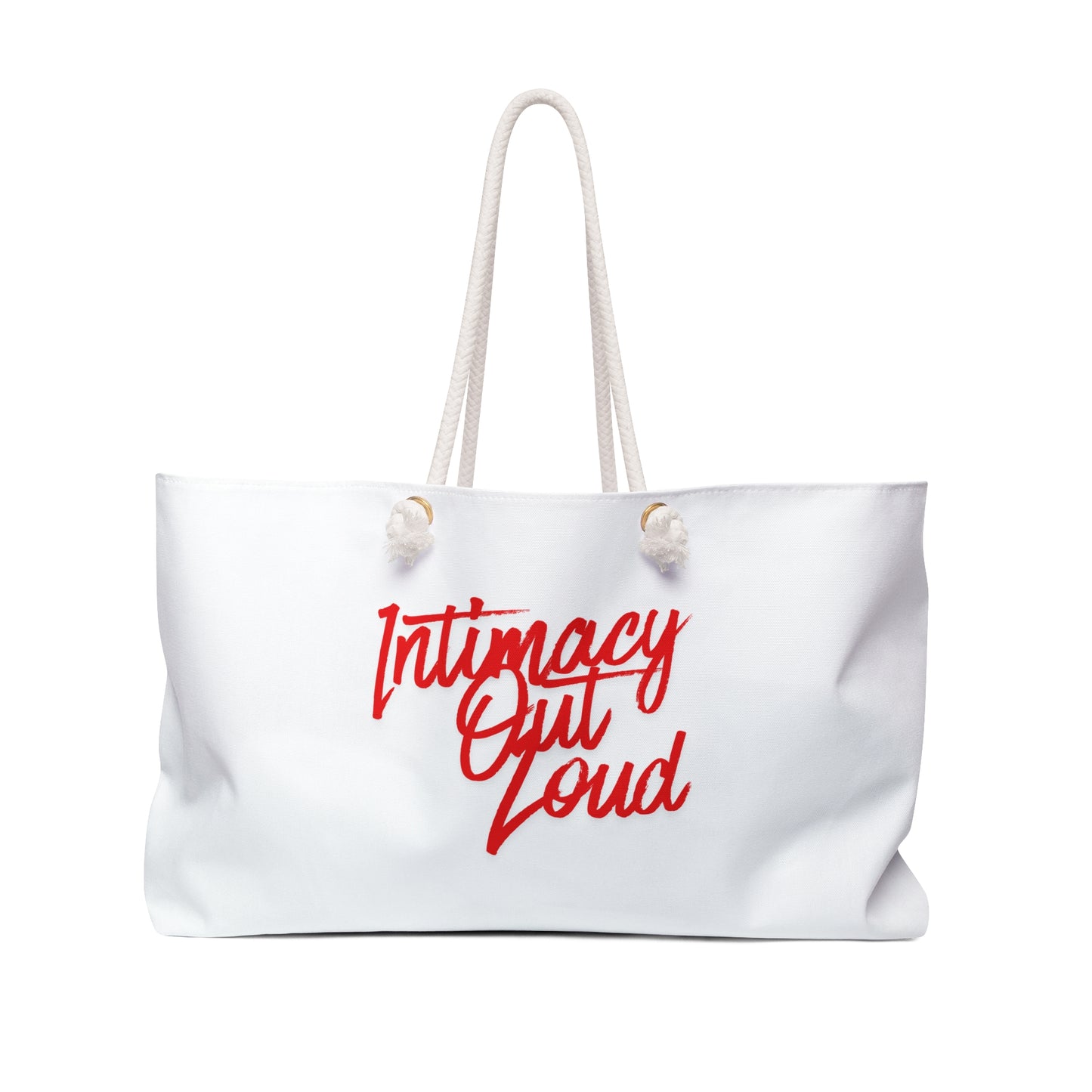 Intimacy Out Loud Weekender Bag | Script Red Typography | Travel Tote