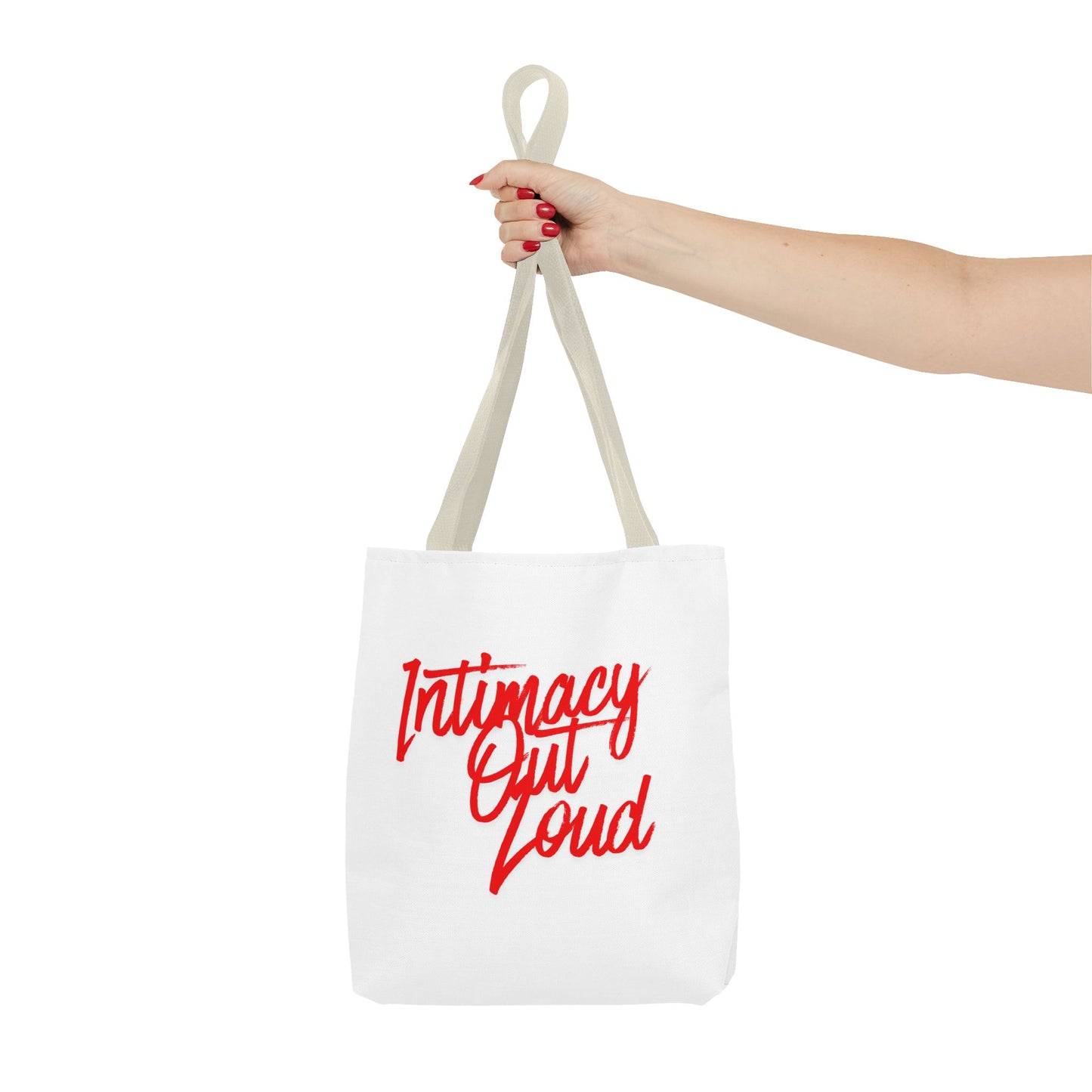 Intimacy Out Loud Tote Bag | Script Typography, Red Handwritten Design
