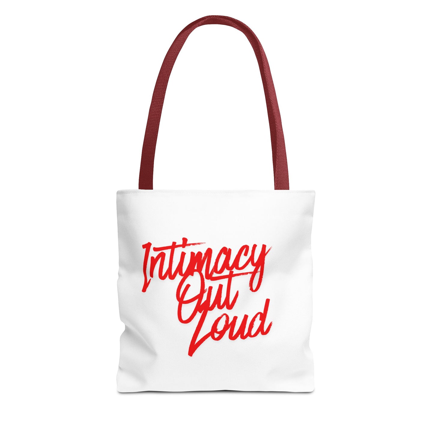Intimacy Out Loud Tote Bag | Script Typography, Red Handwritten Design